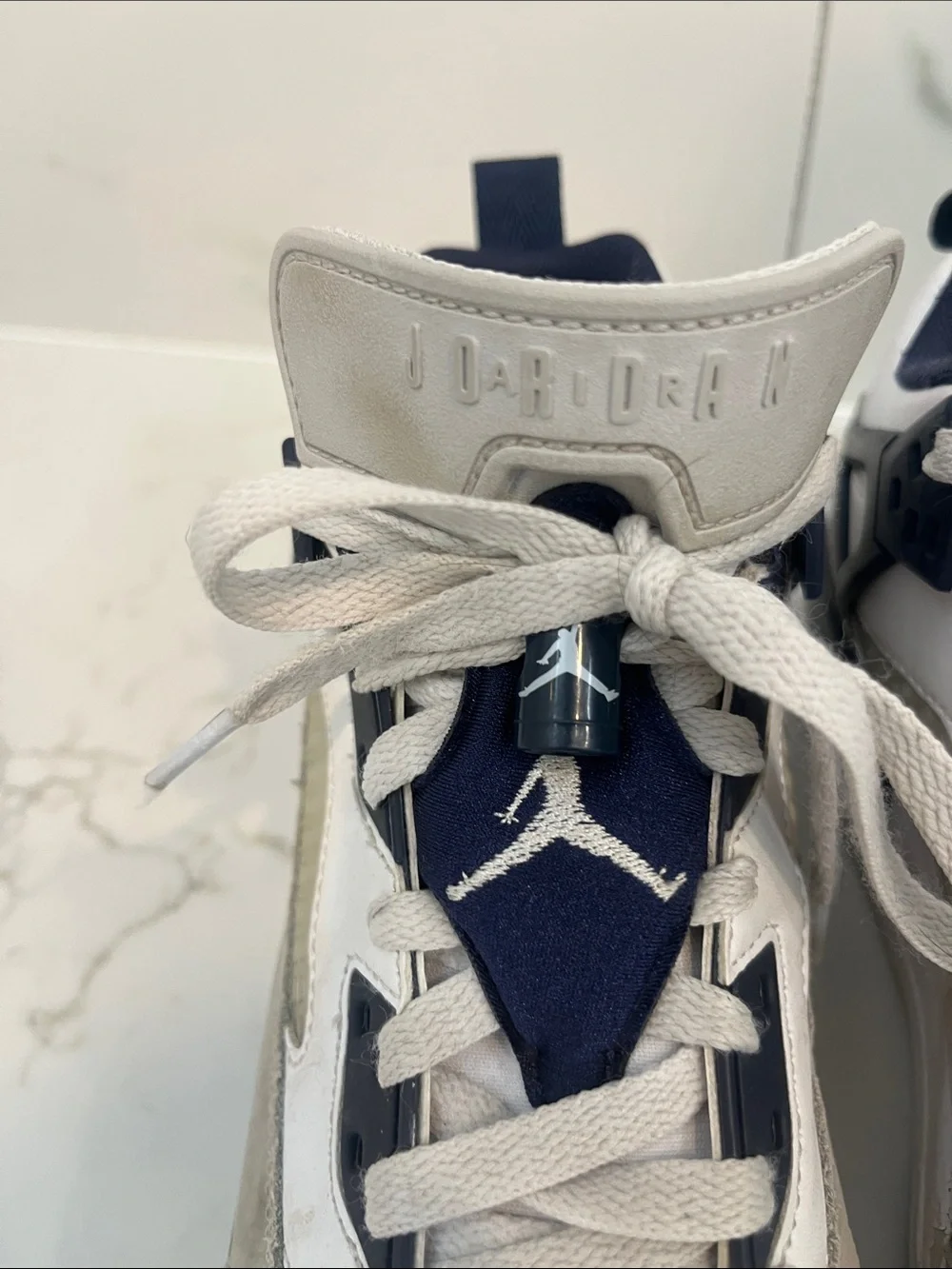 Nike Air Jordan Kids White and Navy Low-Top Sneakers